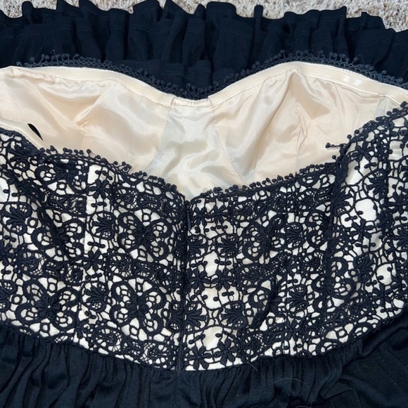 Anthropologie Lil Lace Corset Dress 6 Black Beige Boho Whimsigoth Fairy Coquette - Picture 11 of 14